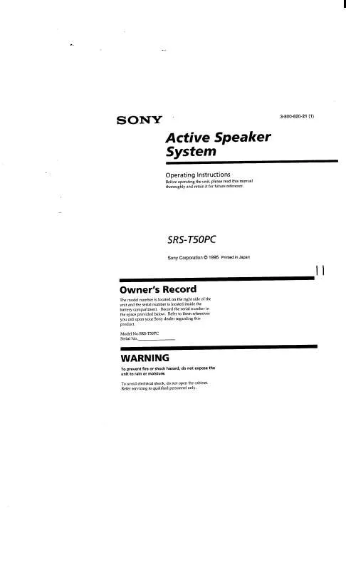 Mode d'emploi SONY SRST50PC