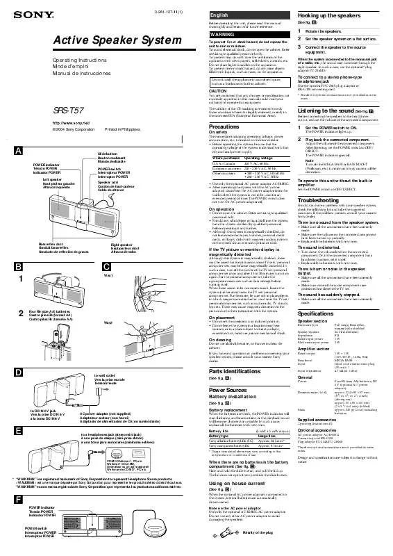 Mode d'emploi SONY SRST57