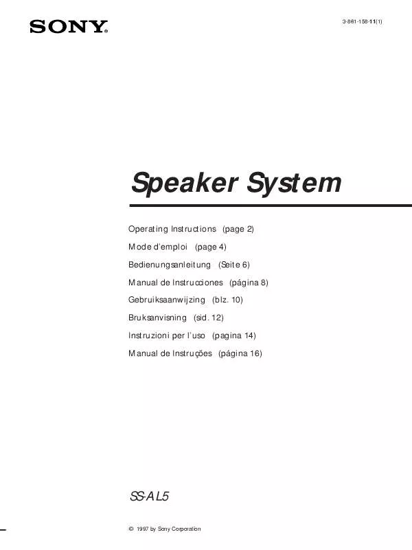 Mode d'emploi SONY SS-AL5