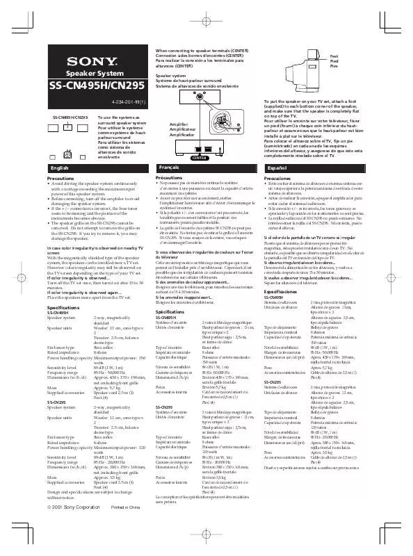 Mode d'emploi SONY SS-CN295