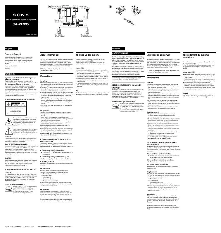 Mode d'emploi SONY SS-V331H