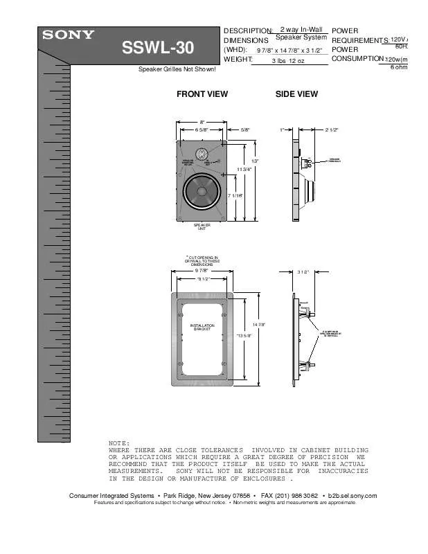 Mode d'emploi SONY SS-WL30