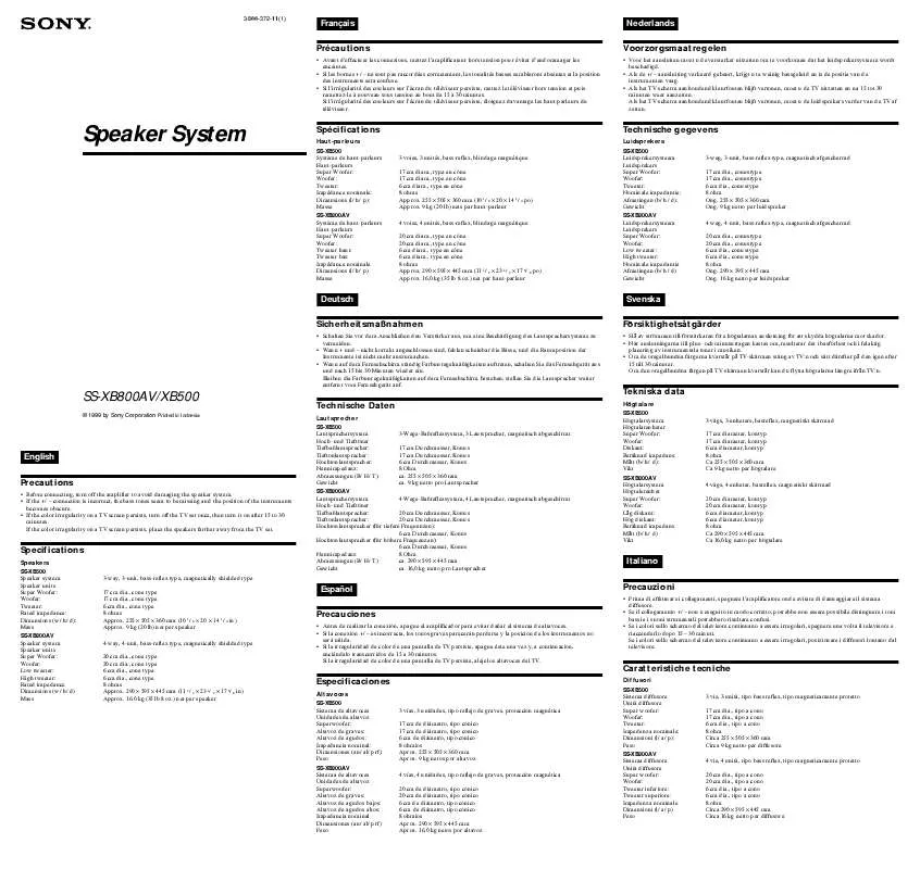 Mode d'emploi SONY SS-XB500