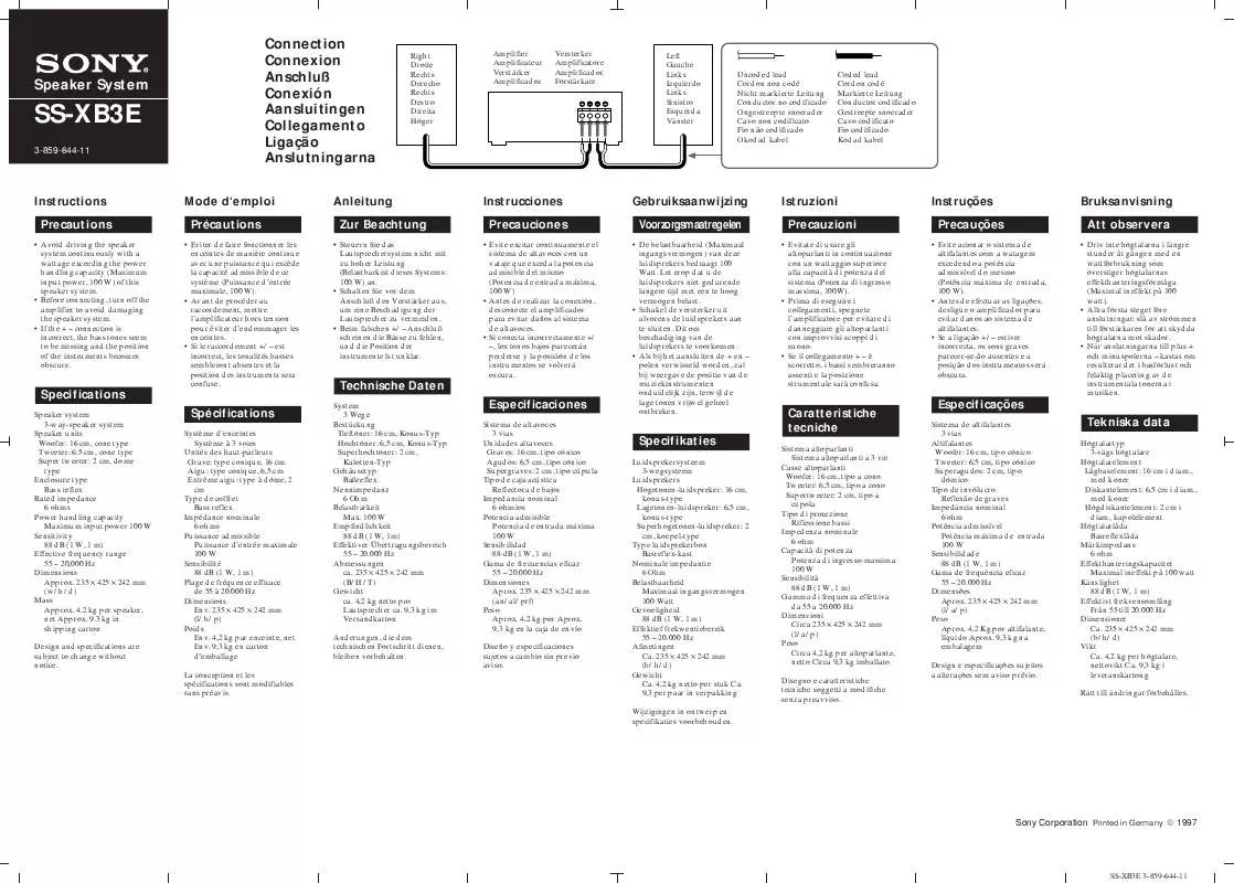 Mode d'emploi SONY SS-XB5A