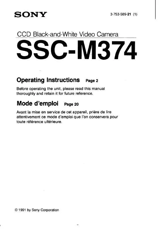 Mode d'emploi SONY SS-CM374