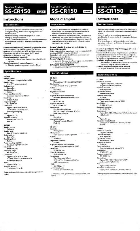 Mode d'emploi SONY SS-CR150