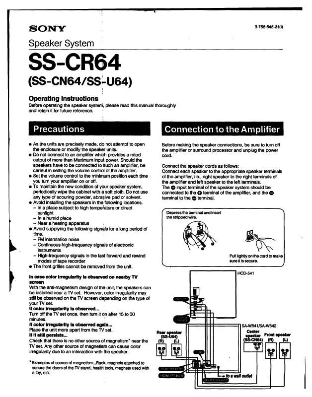 Mode d'emploi SONY SS-CR64