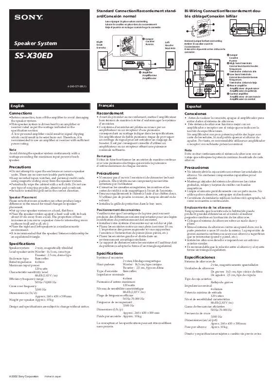 Mode d'emploi SONY SS-X30ED