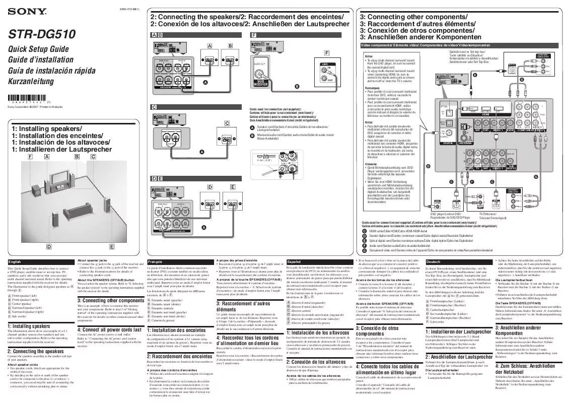 Mode d'emploi SONY STR-DG510