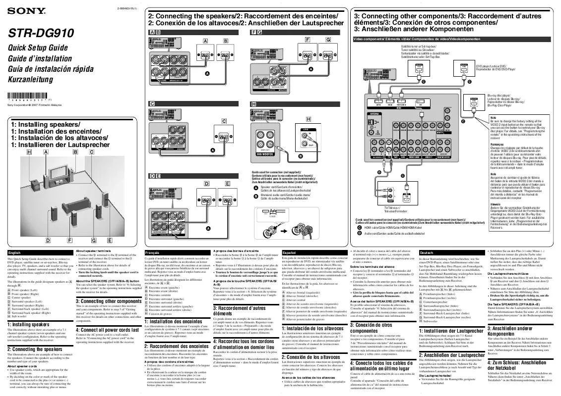 Mode d'emploi SONY STR-DG910