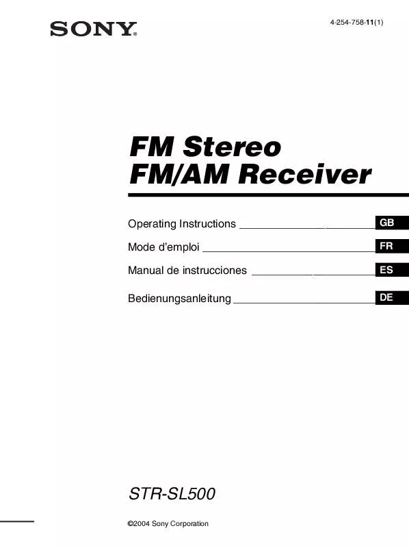 Mode d'emploi SONY STR-SL500