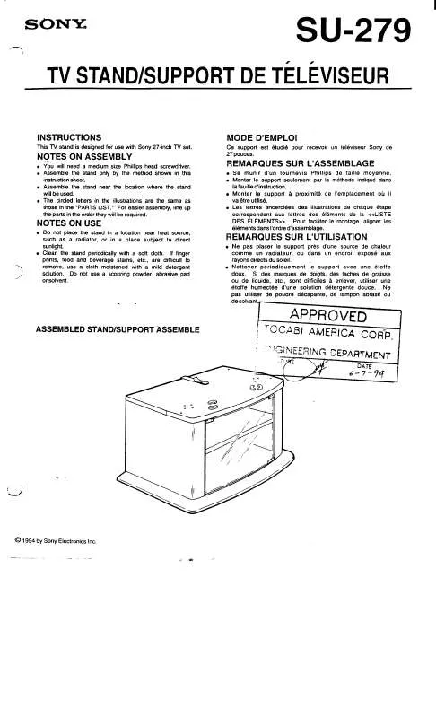 Mode d'emploi SONY SU279