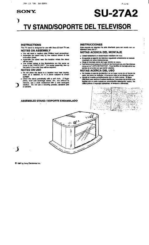 Mode d'emploi SONY SU27A2