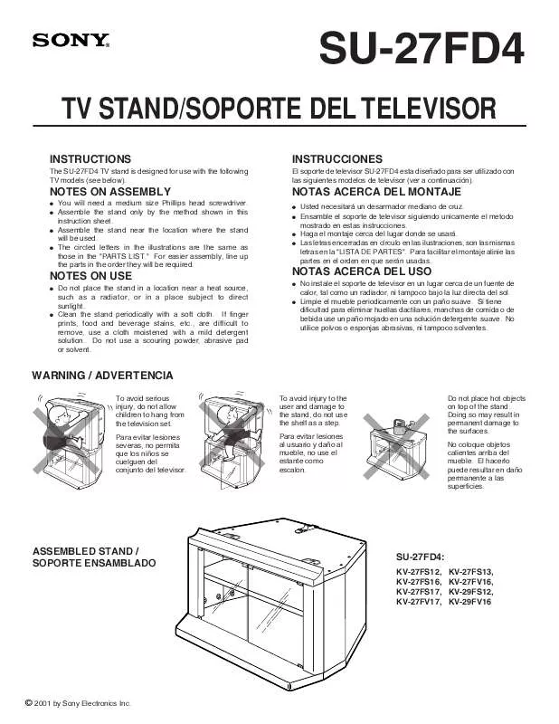 Mode d'emploi SONY SU27FD4