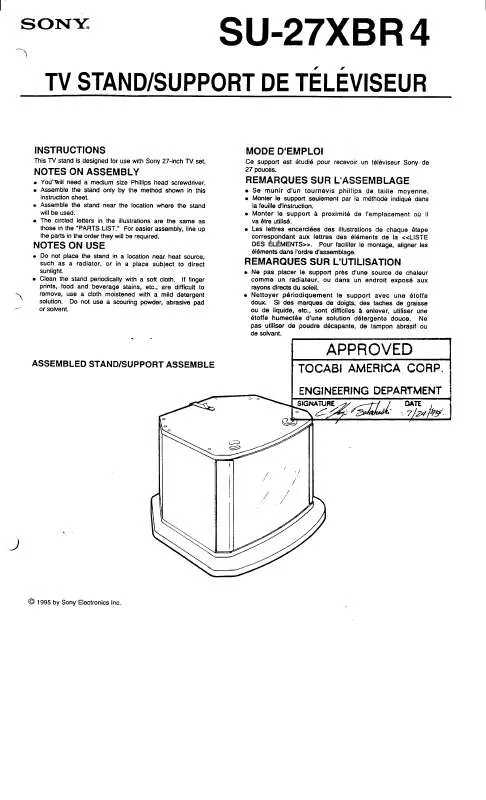 Mode d'emploi SONY SU27XBR4