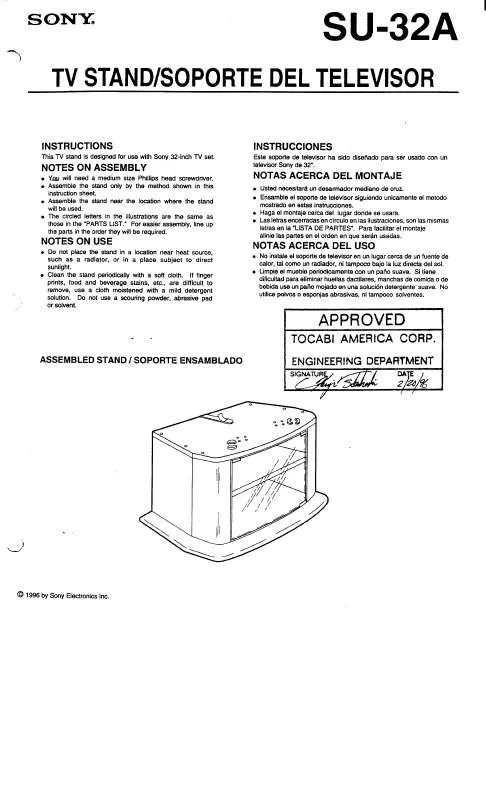 Mode d'emploi SONY SU32A