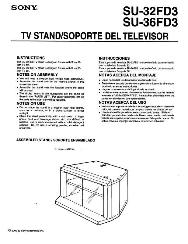 Mode d'emploi SONY SU32FD3