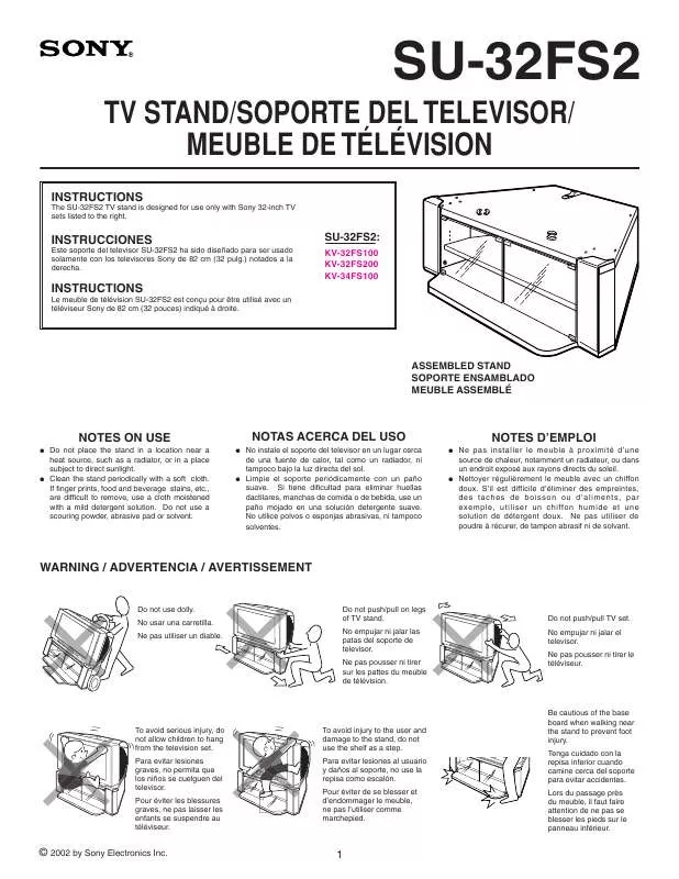 Mode d'emploi SONY SU32FS2