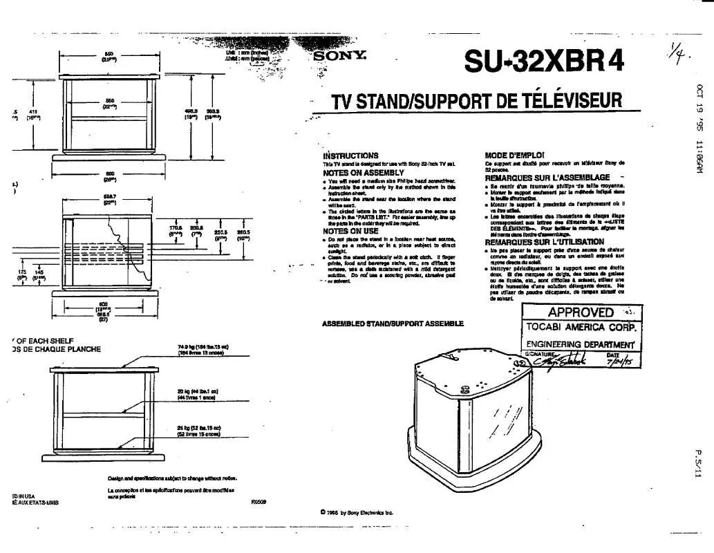 Mode d'emploi SONY SU32XBR4