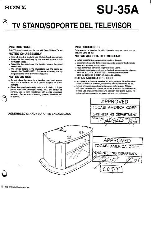 Mode d'emploi SONY SU35A