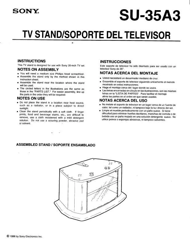 Mode d'emploi SONY SU35A3