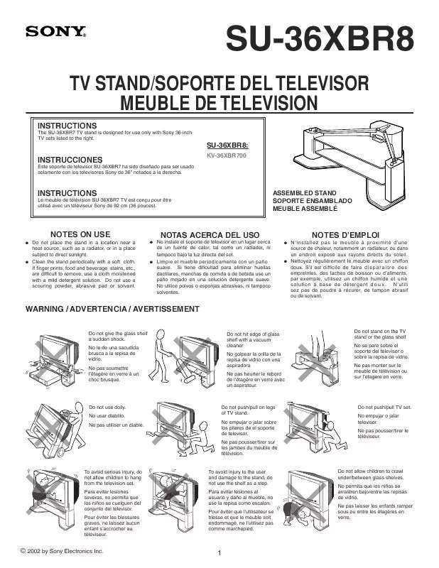 Mode d'emploi SONY SU36XBR8