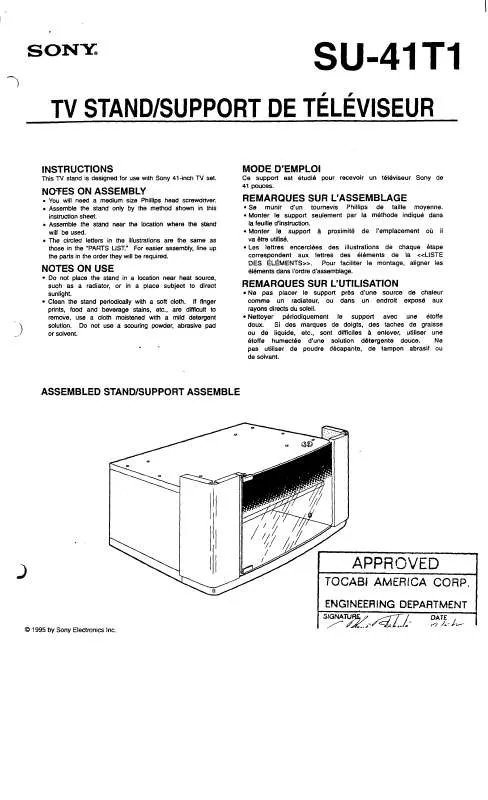 Mode d'emploi SONY SU41T1