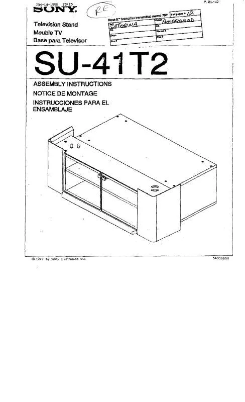 Mode d'emploi SONY SU41T2