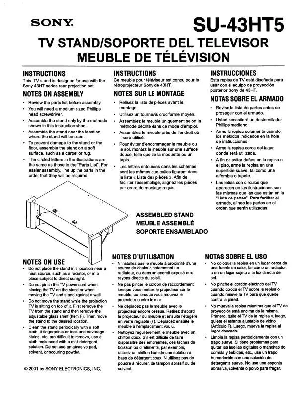 Mode d'emploi SONY SU43HT5