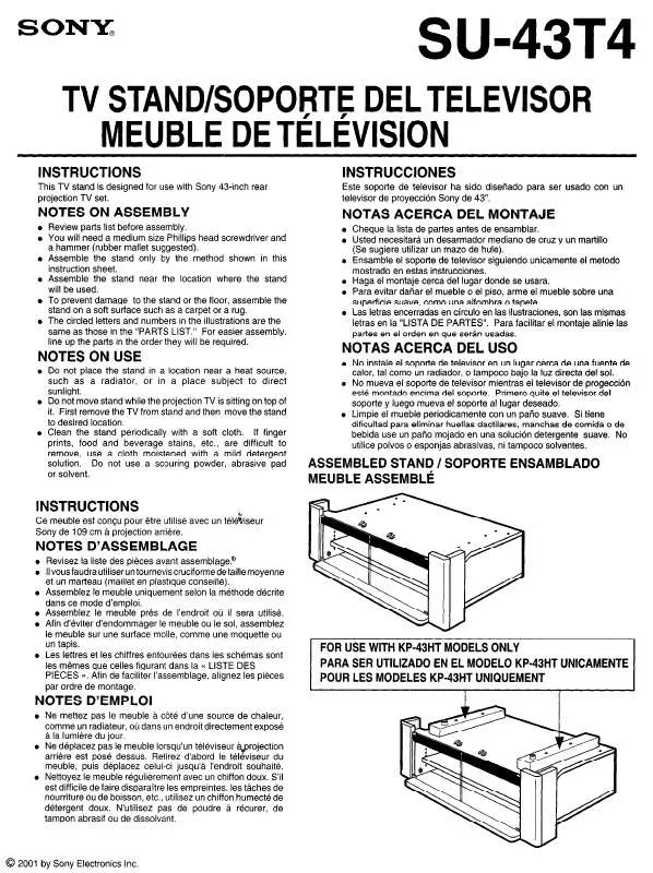 Mode d'emploi SONY SU43T4