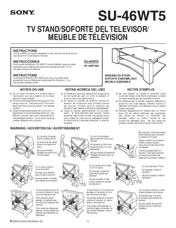 Mode d'emploi SONY SU46WT5