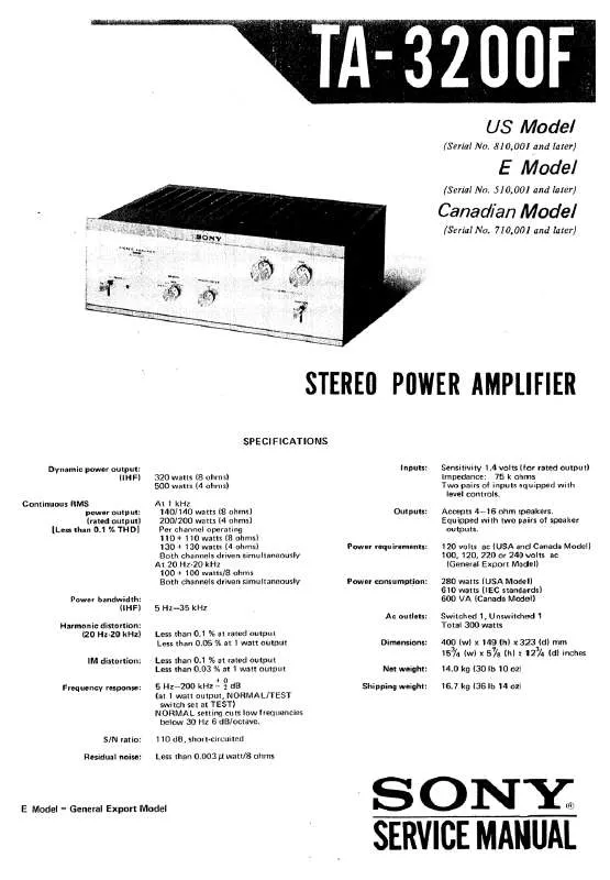 Mode d'emploi SONY TA-3200F