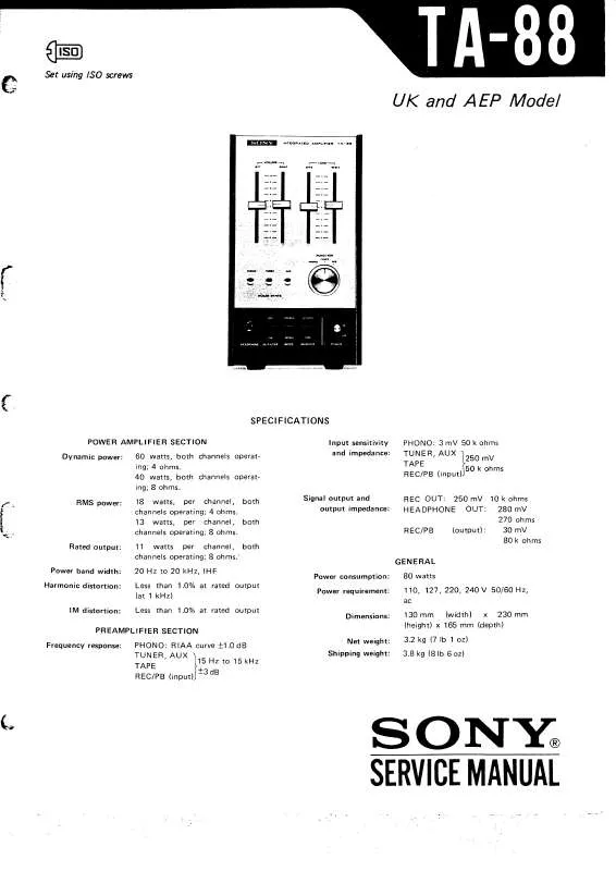 Mode d'emploi SONY TA-88