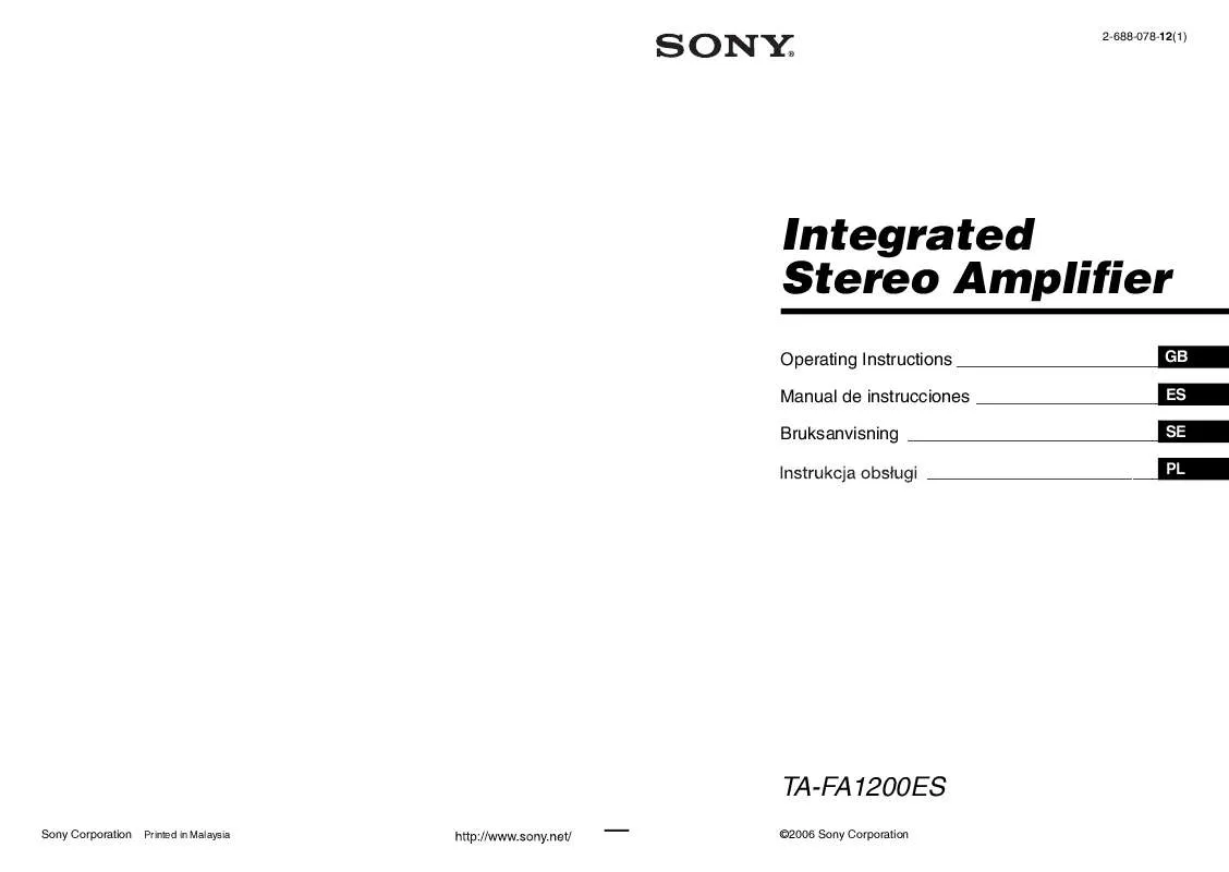 Mode d'emploi SONY TA-FA1200ES