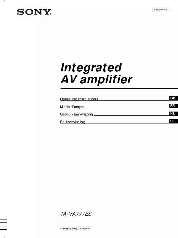 Mode d'emploi SONY TA-VA777ES