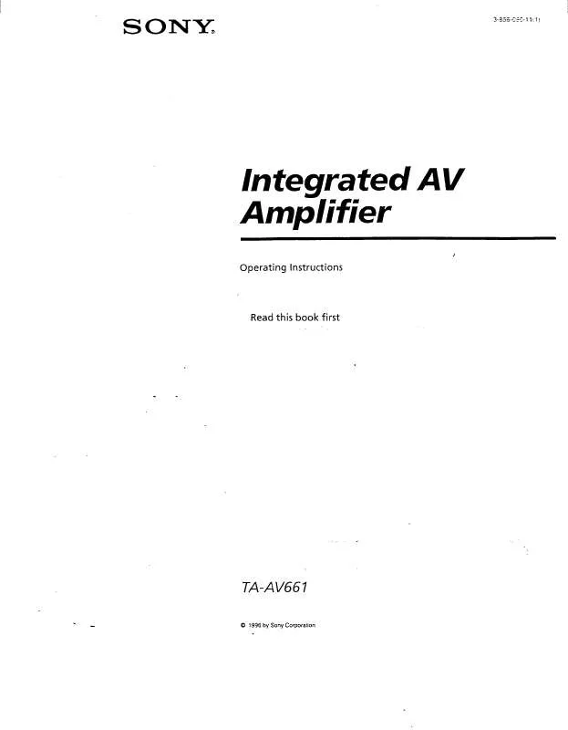 Mode d'emploi SONY TA-AV661