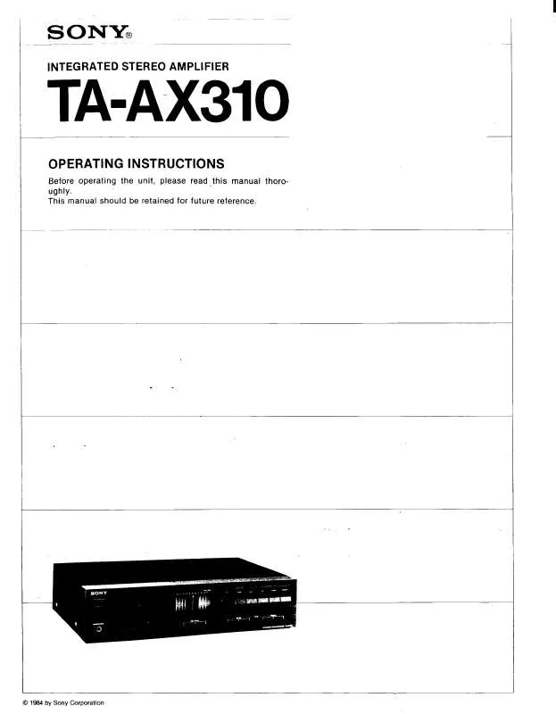 Mode d'emploi SONY TA-AX310