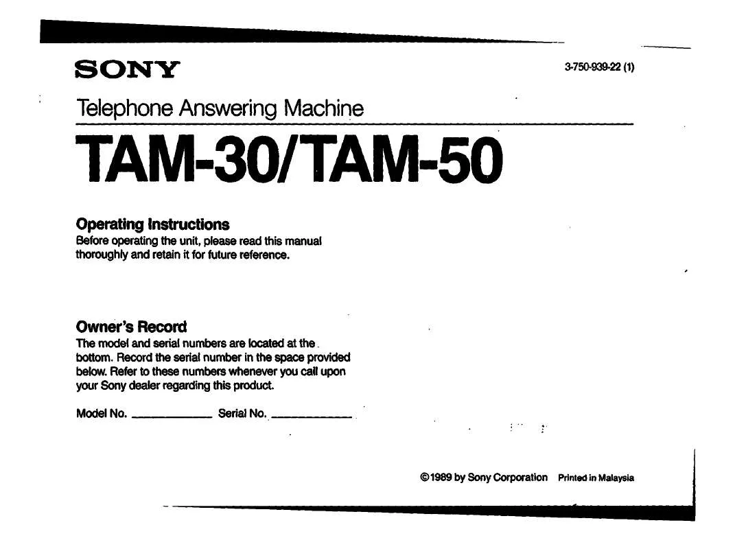 Mode d'emploi SONY TA-M30