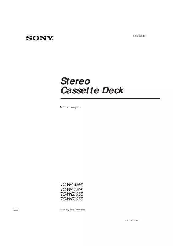 Mode d'emploi SONY TC-WE605S