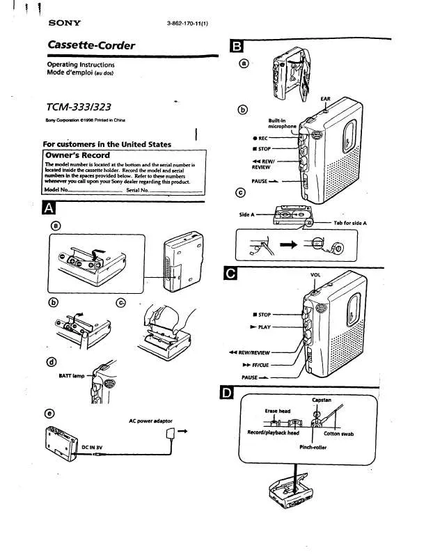 Mode d'emploi SONY TC-M333