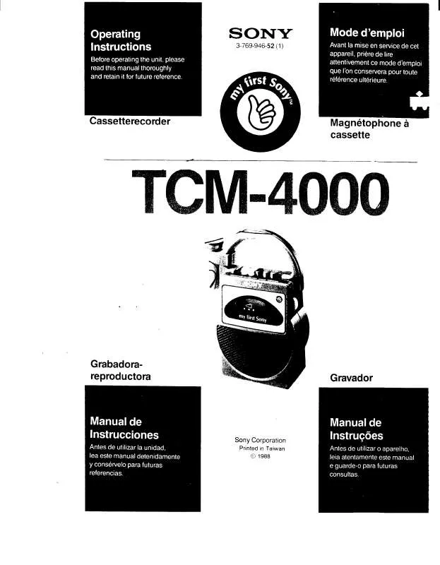 Mode d'emploi SONY TC-M4000