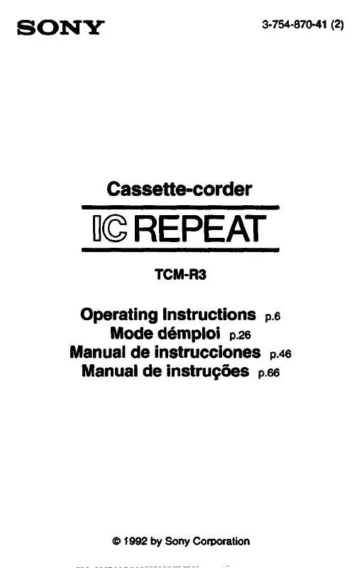 Mode d'emploi SONY TC-MR3