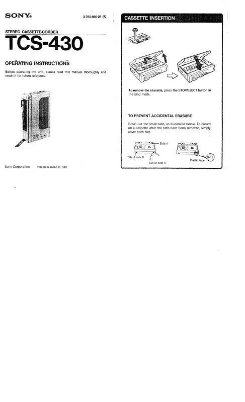 Mode d'emploi SONY TC-S430