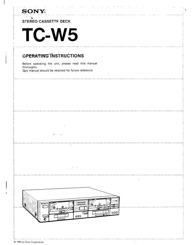 Mode d'emploi SONY TC-W5