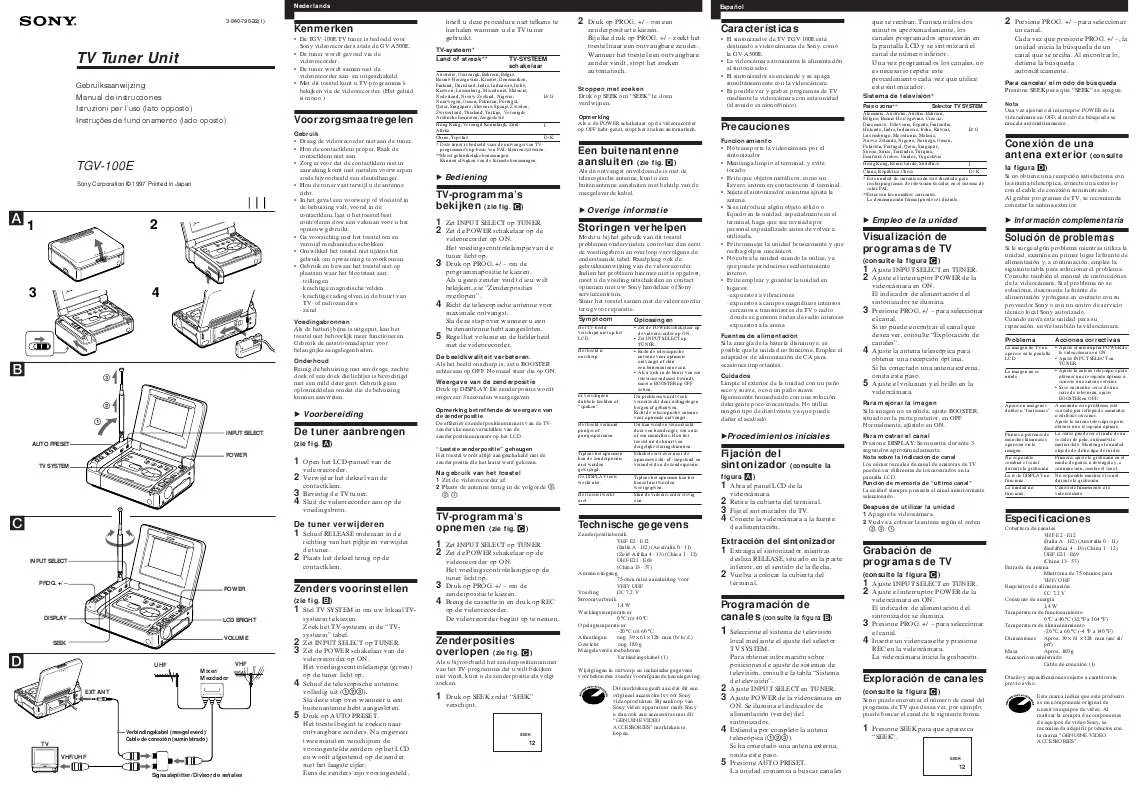 Mode d'emploi SONY TGV-100E