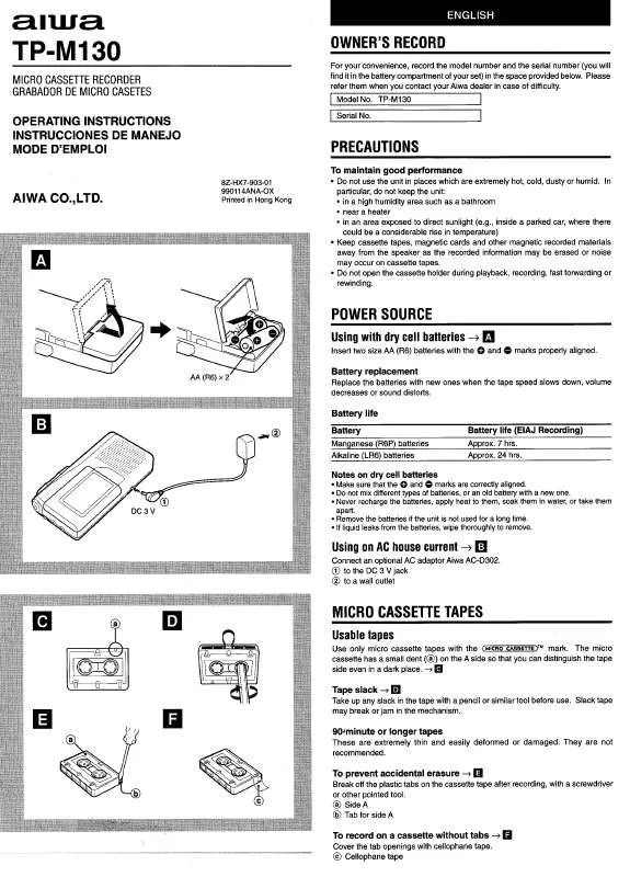 Mode d'emploi SONY TPM130