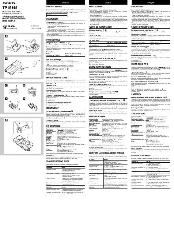 Mode d'emploi SONY TPM145