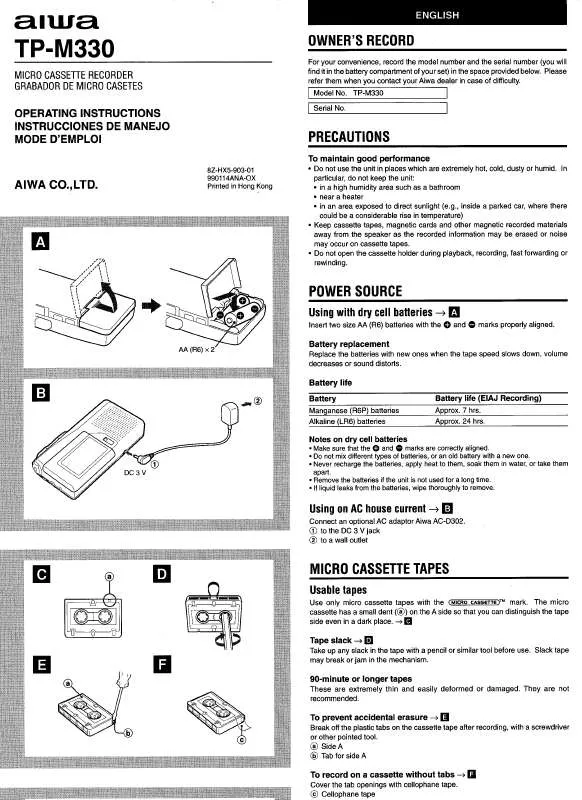 Mode d'emploi SONY TPM330