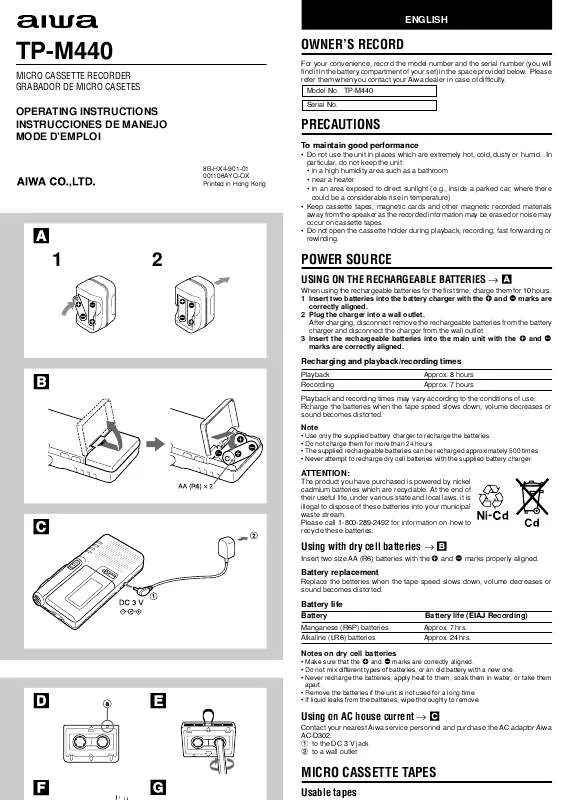 Mode d'emploi SONY TPM440