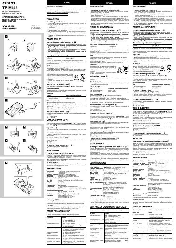 Mode d'emploi SONY TPM445